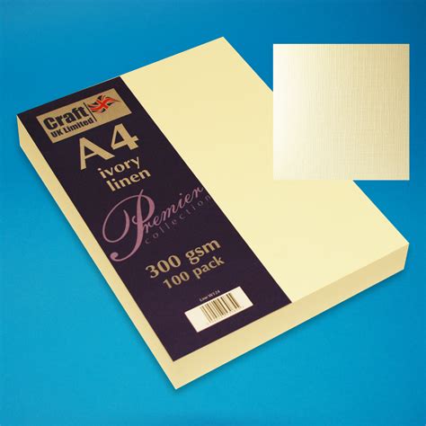 Line W124 A4 Ivory Linen Card 100 Pack Craft Uk