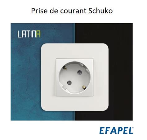 Prise de courant Schuko encastrée LATINA BLANC Modèle complet