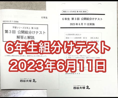 四谷大塚 2023年度 6年生 第3回公開組分けテスト 2023年6月11日 By メルカリ