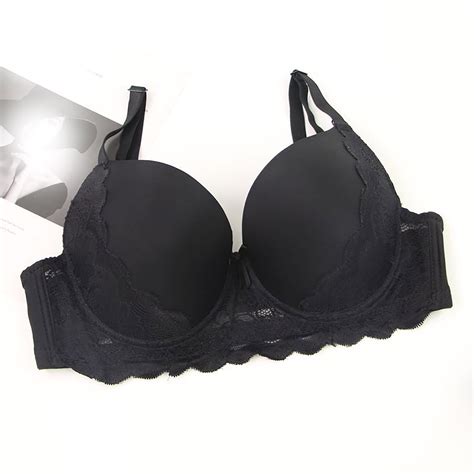 Amidoa Lace Bras For Older Women Seamless Black Push Up Solid Cheeky Bra Women Lingerie L