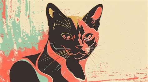 Uma Ilustra O Vetorial De Um Rosto De Gato O Gato Preto Olhos