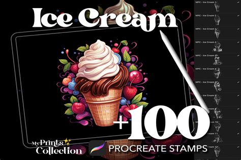 100 Procreate Ice Cream Stamps Graphic By Myprintscollection