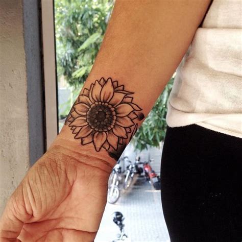 90 Black And White Sunflowers Tattoo Design Ideas Wrist Tattoos For