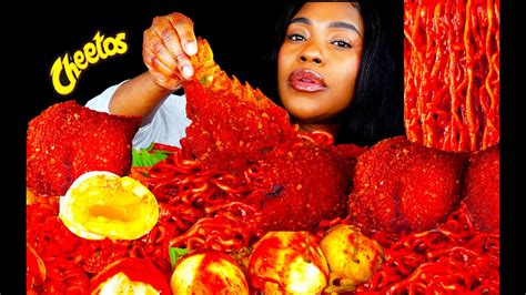 ASMR MUKBANG HOT CHEETOS LOBSTER CHEESY FIRE NOODLES COOKING EATING SOUNDS MUKBANG ASMR