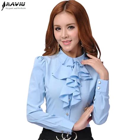 New Autumn Elegant Women Long Sleeve Chiffon Shirt Office Ladies