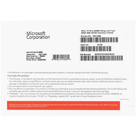 Compuzone Microsoft Windows 11 Pro Oem EspaÑol 64bit Dvd 1 Usuario