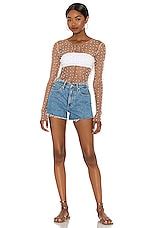 Beach Bunny Look And Glisten Pearl Mesh Top In Nude REVOLVE