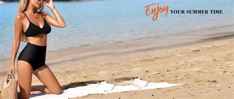 Amazon Upopby Women S High Waisted Swimsuit Bikini Bottoms Tummy Control Tankini Bottoms