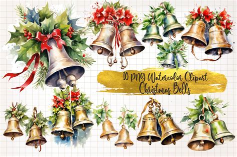 Christmas Bells Watercolor Clipart Graphic By Watercolorarch Creative