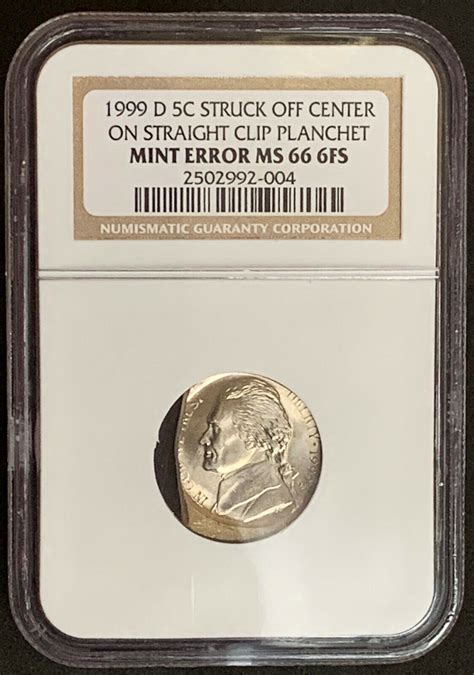 Nqc Mint Error D C Struck Off Center On Straight Clip Planchet