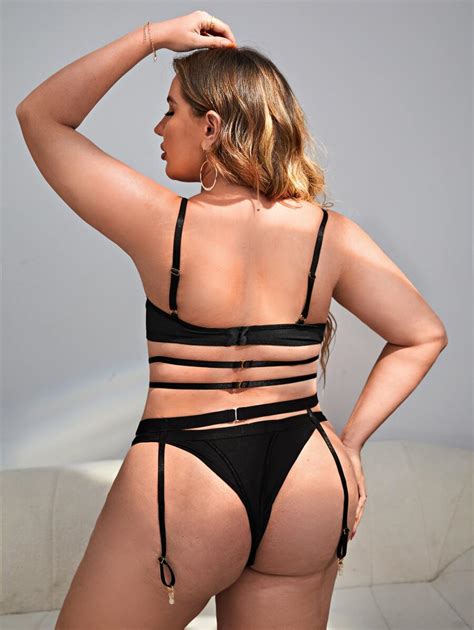 Plus Guipure Lace Ladder Cut Out Underwire Lingerie Set SHEIN USA