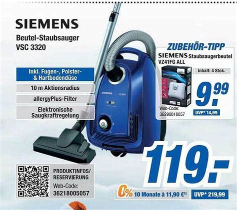 Siemens Beutel Staubsauger Vsc Angebot Bei Expert Bening