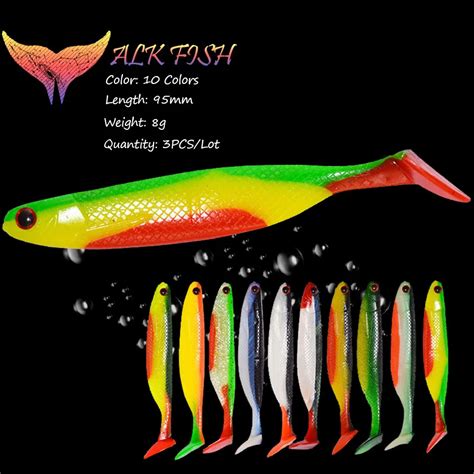 CAMINHADA PEIXE 3 P S Lote 95mm 8g 3D Olho Silicone P T Cauda Swimbait