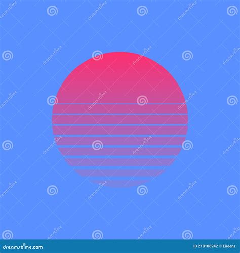 Vector Illustration Of Retro Sun In S Style Retrowave Synthwave