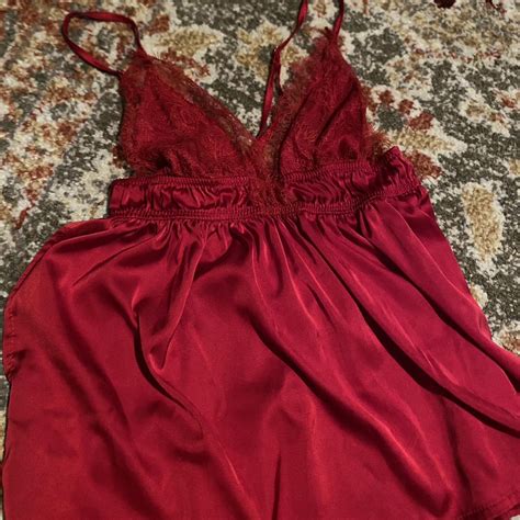 Red Lace Silk Lingerie Mini Dress Has Adjustable Depop