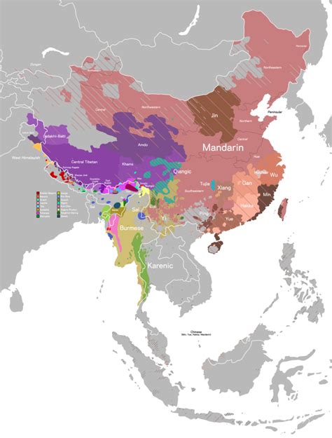 Distribution Of The Sino Tibetan Languages Mapped Vivid Maps