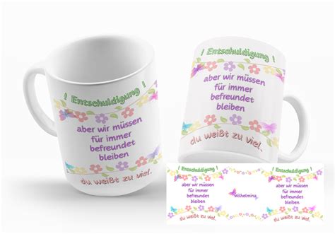 Motiv Kaffee Becher Tasse Entschuldigung aber wir müssen für immer