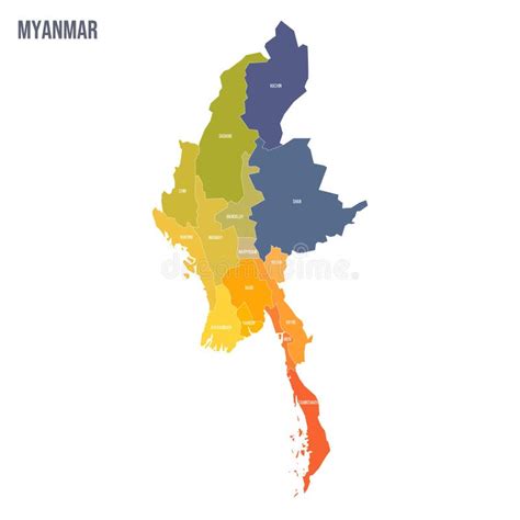 Myanmar Burma Political Map Stock Illustrations Myanmar Burma