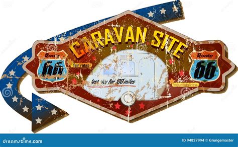 Retro Route 66 Caravan Park Sign Editorial Stock Image Illustration