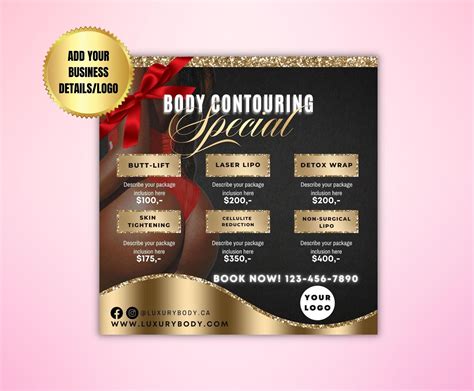 Body Contouring Flyer Diy Flyer Template Body Contour Flyer Etsy