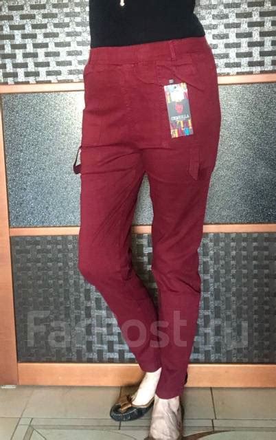Комфортные брючки стрейч Cemeilla талия на резинке красивый вишневйе ...
