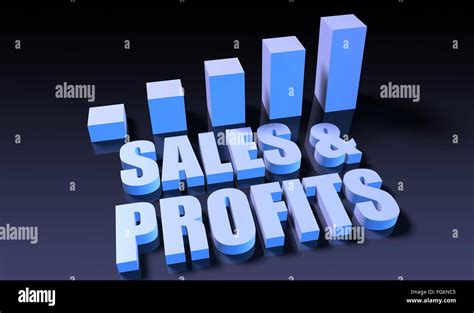 Sales And Profits Graph Chart In 3d On Blue And Black Stock Photo Alamy