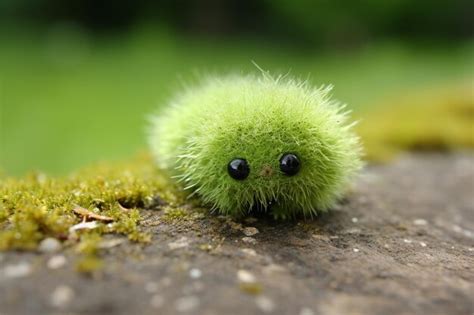 Premium Photo | Beautiful small green caterpillar