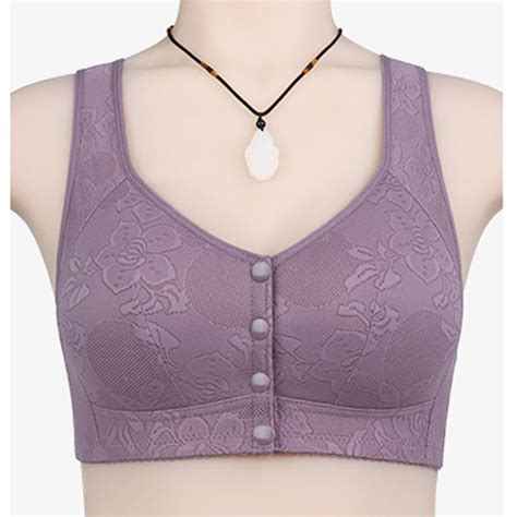 Dondpo Plus Size Lingerie Bras For Women Women Sexy Lace Front Button Shaping Cup Shoulder Strap