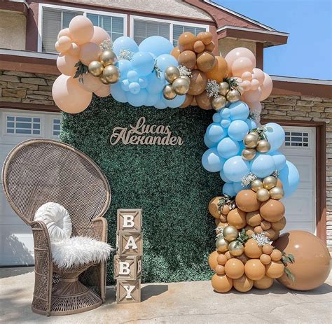 Haigo Blue Brown Nude Coffee Ivory White Baby Shower Balloons Balloon Garland Arch Kit Teddy