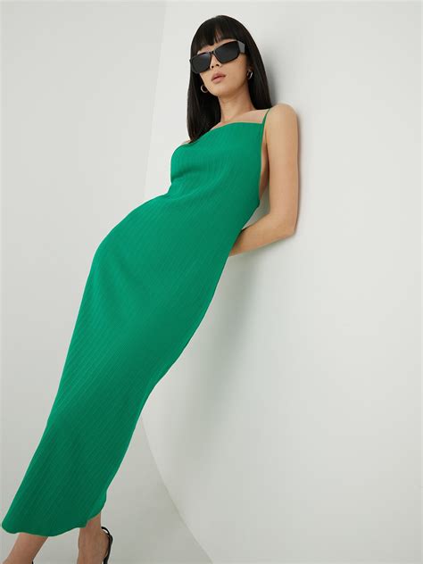 Sleeveless Midi Dress Green Pomelo Fashion