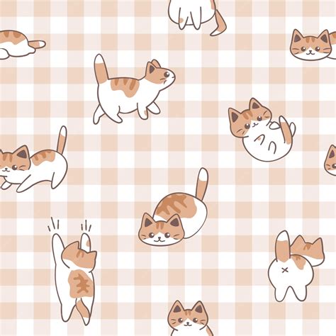 Premium Vector | Cute Calico Cat Seamless Pattern