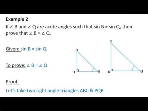 If B And Q Are Acute Angles Such That SinB SinQ Then Prove That B