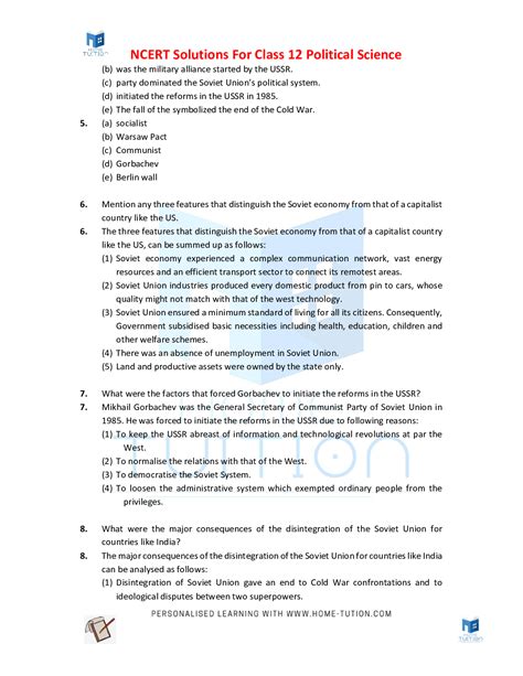 Ncert Solutions For Class Political Science Chapter The End Of