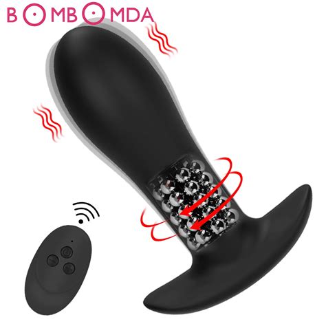 Anal Vibrator Rotation Beads Butt Plug Male Prostate Massager Wireless
