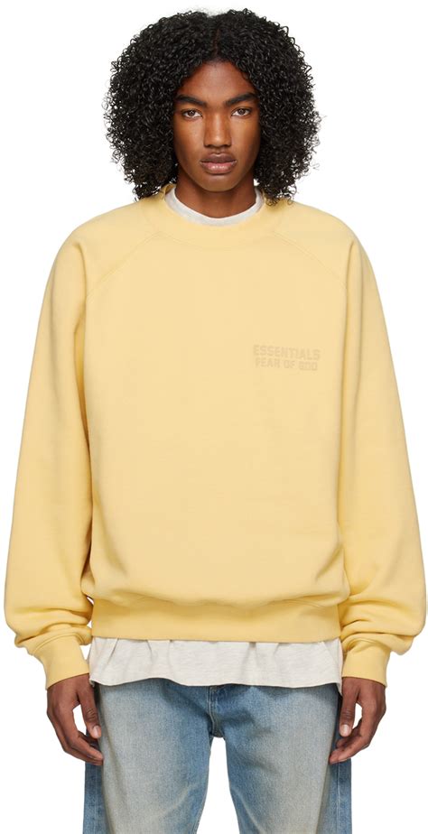 Fear Of God Essentials Yellow Raglan Sweatshirt Ssense Canada