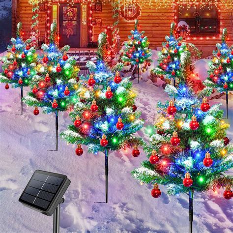 Homeleo Upgraded Packs Solar White Christmas Tree Outdoor Waterproof