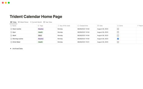 Trident Calendar Template By Astrnvk Notion Marketplace