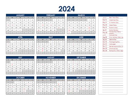 Holidays In Canada 2024 Calendar Belva Cathryn