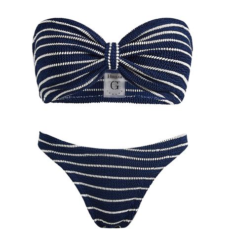 Hunza G Jean Bandeau Bikini Navy White End Us