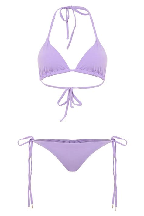 Bikini Bronceador Pastel Lila Tie Oleaje Swimwear