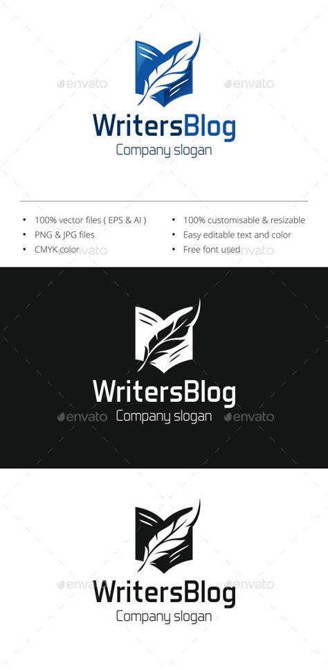 Writer Blog Logo Writer Logo Logo Templates