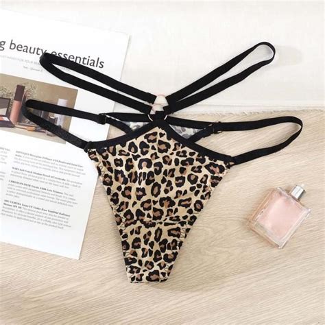 Culotte slip Culotte Léopard à Ceinture Fine en Soie Glacée pour Femme String Solide Lingerie