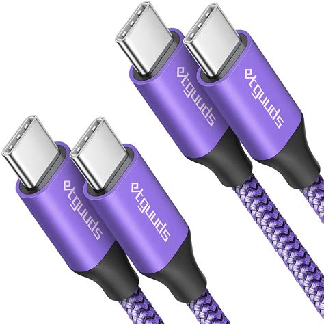 Etguuds Purple Usb C To Usb C Cable 6ft 2 Pack 60w Fast Charging