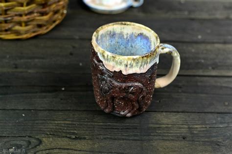 wyraziste kubki handmade kubek ceramiczny z wilkiem duży leśne