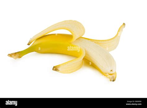 Fresh Peeled Banana Fruit Isolated On White Stock Photo Alamy