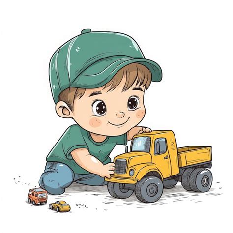 Cartoon Illustration Of Child Playing And Activity Premium Ai