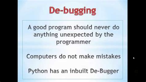 Python Tutorial 10 0 De Bugger YouTube