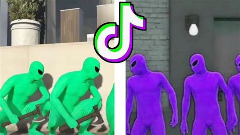 Green Alien Gang Vs Purple Alien Gang Gta Tiktok Compilation Youtube