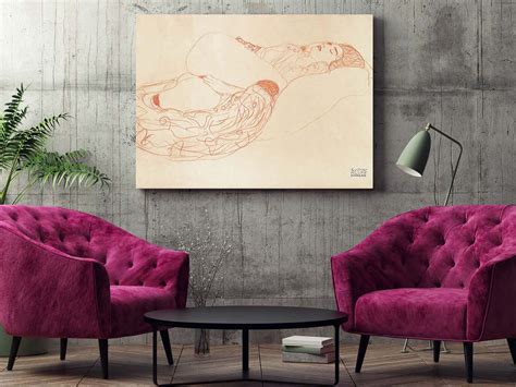Gustav Klimt Reclining Semi Nude Masturbating Etsy