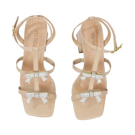 Sandália Vestige Nude Laços Cristais